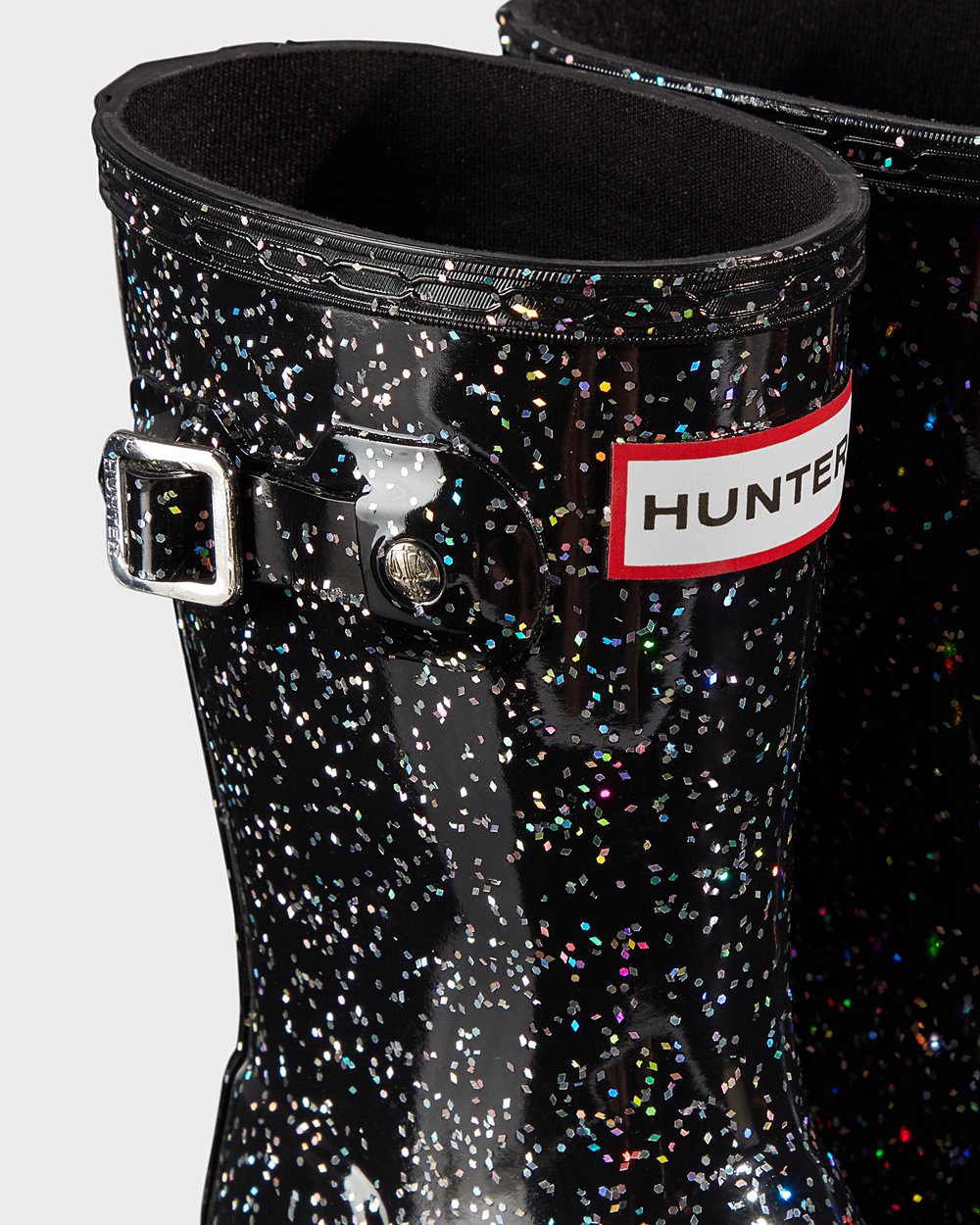 Hunter Original Little Giant Glitter Rain Boots - Buy Kids Black - FACTJB509